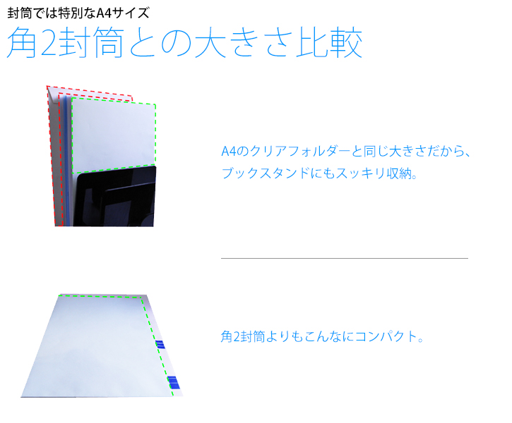 特封筒と角2封筒との大きさを比較